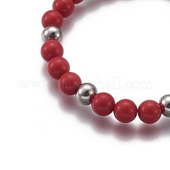 Runde Perlen-Stretch-Charm-Armbänder aus Naturstein und synthetischem Mischstein&nbsp;BJEW-L648-08