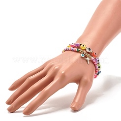 Set di bracciali elastici fatti a mano in argilla polimerica con perline heishi&nbsp;BJEW-JB07274