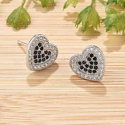 Orecchini da donna in ottone con micro pavé di zirconi cubici&nbsp;EJEW-G428-11P-01