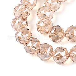 Perles rondes en verre transparent électroplaqué&nbsp;EGLA-T029-8mm-12T-14