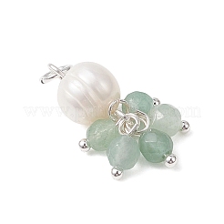 Pendentifs ronds à facettes en aventurine verte naturelle&nbsp;PALLOY-JF04750-02
