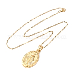 Colliers ovales en acier inoxydable 304 avec pendentif Vierge Marie pour femmes&nbsp;NJEW-B149-02G