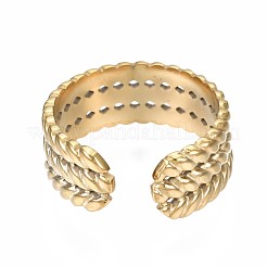 Anillo de puño abierto con cuerda torcida de acero inoxidable 304&nbsp;RJEW-T023-47G