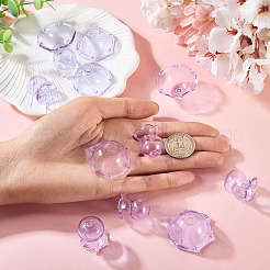 6 jeu de capuchons de perles en verre transparent&nbsp;GLAA-BY0001-07E
