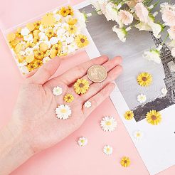 110 Stück 6 Stil Flatback Haar & Kostüm Accessoires Ornamente Scrapbook Verzierungen Resin Blume Daisy Cabochons&nbsp;CRES-FH0001-08