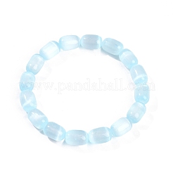 Bracelets extensibles en perles de colonne de sélénite naturelle teintée pour femmes&nbsp;BJEW-I312-05B