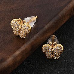 Schmetterlings-Ohrstecker aus Messing mit Mikropavé und Zirkonia&nbsp;EJEW-B131-07G-01