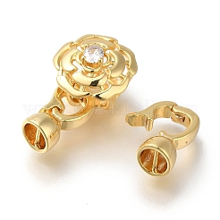 Micro pavé di ottone trasparente cubic zirconia piegato su fermagli&nbsp;KK-H480-32G