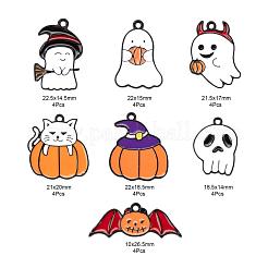 28 piezas 7 estilo halloween tema electroforesis negro aleación esmalte colgantes&nbsp;ENAM-LS0001-52