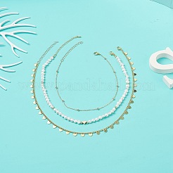 Set di collane a catena satellitare in ottone stile 3 pz 3&nbsp;NJEW-JN04106