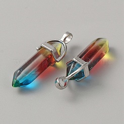 Doppelte spitze Anhänger aus Glas&nbsp;G-WH0016-40F