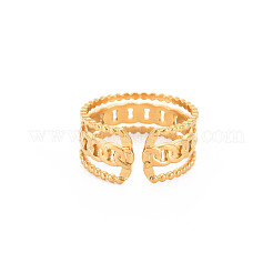 Bague ouverte en acier inoxydable 304 avec placage ionique (IP) en forme de chaîne gourmette pour femme&nbsp;RJEW-S405-228G