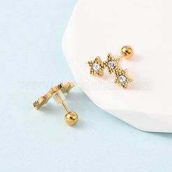 304 Edelstahl Strass Stern Ohrstecker&nbsp;EJEW-K268-84G