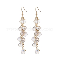 Aretes colgantes de racimo de lágrima de vidrio&nbsp;EJEW-JE05215