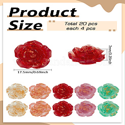20 Stück 5 Farben transparente Goldfolie Harz Cabochons&nbsp;RESI-LP0001-10