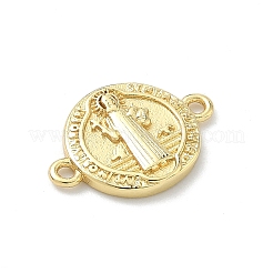 Ciondolo religioso rotondo piatto in ottone con connettore santo&nbsp;KK-H537-11G