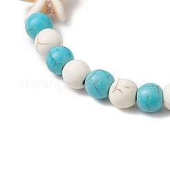 Bracelets extensibles en perles de magnésite synthétique et de turquoise pour femmes&nbsp;BJEW-TA00580