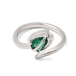 Bagues ouvertes en laiton avec micro pavé de zircones cubiques pour femmes&nbsp;RJEW-L343-01P-03