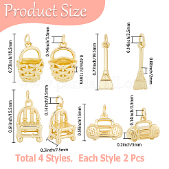 8pcs 4 styles pendentifs en laiton&nbsp;KK-BBC0023-02B