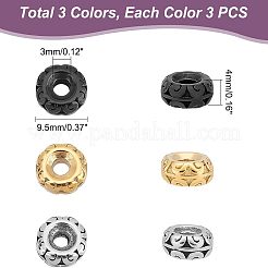 9 pz 3 colori perline in acciaio inossidabile 316&nbsp;STAS-UN0038-52