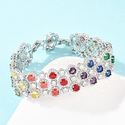 Bracelets de tennis en laiton platine sertis de micro-pavés de zircone cubique&nbsp;BJEW-B160-11P