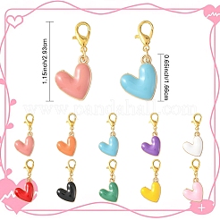 50 pieza de 10 estilos de decoraciones colgantes de esmalte de aleación de corazón&nbsp;HJEW-YW00114
