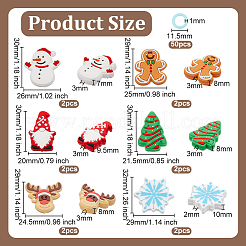62 pièce de 7 styles de perles focales en silicone sur le thème de Noël avec 50 anneaux marqueurs de mailles en plastique&nbsp;SIL-BC0001-07