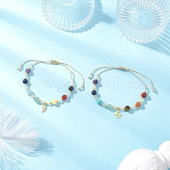 2 bracciale con ciondolo chakra in acciaio inossidabile 304&nbsp;BJEW-JB12564-02