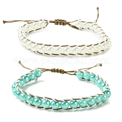 2 bracelet en perles de plastique ABS pour femmes&nbsp;BJEW-JB11353-02
