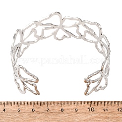 Brazaletes abiertos de acero inoxidable 304 con forma de flor hueca para mujer.&nbsp;SA-CBABC9E-02P