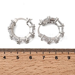 Quadratische Creolen aus Messing mit Mikropavé und klaren Zirkonia&nbsp;EJEW-H108-07P