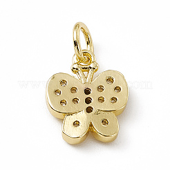 Schmetterlings-Anhänger mit Mikropavé aus Messing mit klaren Zirkonia-Schmetterlingen&nbsp;ZIRC-F132-37G