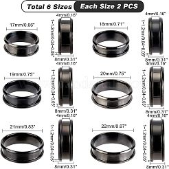 12 Stück 6 Stile Edelstahl geriffelte Fingerringfassungen&nbsp;STAS-UN0031-37