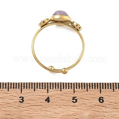 Bagues ajustables en améthyste naturelle pour femmes&nbsp;RJEW-A101-01G-04