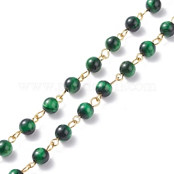 Catene di perline colorate e riscaldate con occhio di tigre naturale fatte a mano da 3.28 piede&nbsp;X1-AJEW-JB01092-01