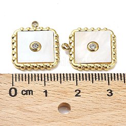 Ionenbeschichtung (IP) 304 Edelstahl Pavé weiße Muschelanhänger&nbsp;STAS-Q254-36G