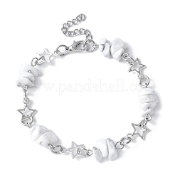 2 braccialetti con maglie in howlite e ossidiana naturale&nbsp;BJEW-JB11592