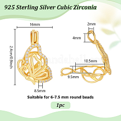 1 Stück 925 Käfiganhänger aus Sterlingsilber mit Mikropflaster und klaren Zirkonia-Perlen&nbsp;STER-PH0004-85G