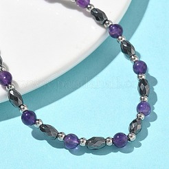 Braccialetti con perline di ametista naturale ed ematite sintetica non magnetica per le donne&nbsp;BJEW-Z148-01P-06