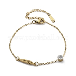 201 bracelets à chaîne en acier inoxydable&nbsp;BJEW-H205-01D-G