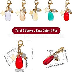 20 pendentif en verre à facettes en forme de larme&nbsp;HJEW-SC0001-16