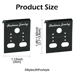 180 Stück 3 Stile Rechteckige Ohrring-Displaykarten aus Kunststoff&nbsp;EDIS-FS0001-01D