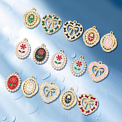 Colgantes de esmalte de aleación 30pcs 15 estilos&nbsp;FIND-SC0023-25