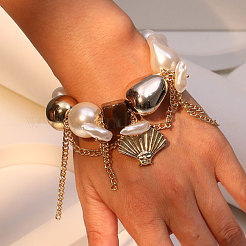 Charm-Armbänder aus Legierung in Muschelform im Bohème-Stil&nbsp;WG311F9-01