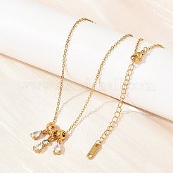 Collier pendentif en forme de larme en acier inoxydable 304 serti de zirconiums cubiques transparents&nbsp;SA-CBABBA6-01G