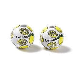 Perles européennes en bois imprimé de fruits&nbsp;WOOD-G013-01A