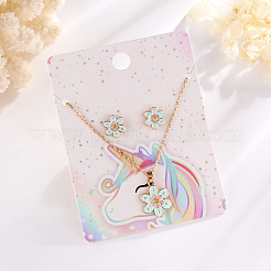 Conjuntos de pendientes y collares colgantes con esmalte de aleación de flores para mujer&nbsp;FS-WGF7764-02