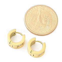 Boucles d'oreilles créoles en acier inoxydable 304 micro pavées de zircones cubiques transparentes&nbsp;EJEW-C096-55G