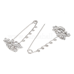 Broche con imperdibles de acero inoxidable 304 con forma de flor&nbsp;SA-CBA098D-14A-P05