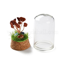 Albero dei soldi in scaglie di diaspro rosso naturale in vasi di vetro a cupola con decorazioni espositive in base di legno&nbsp;DJEW-K030-02C